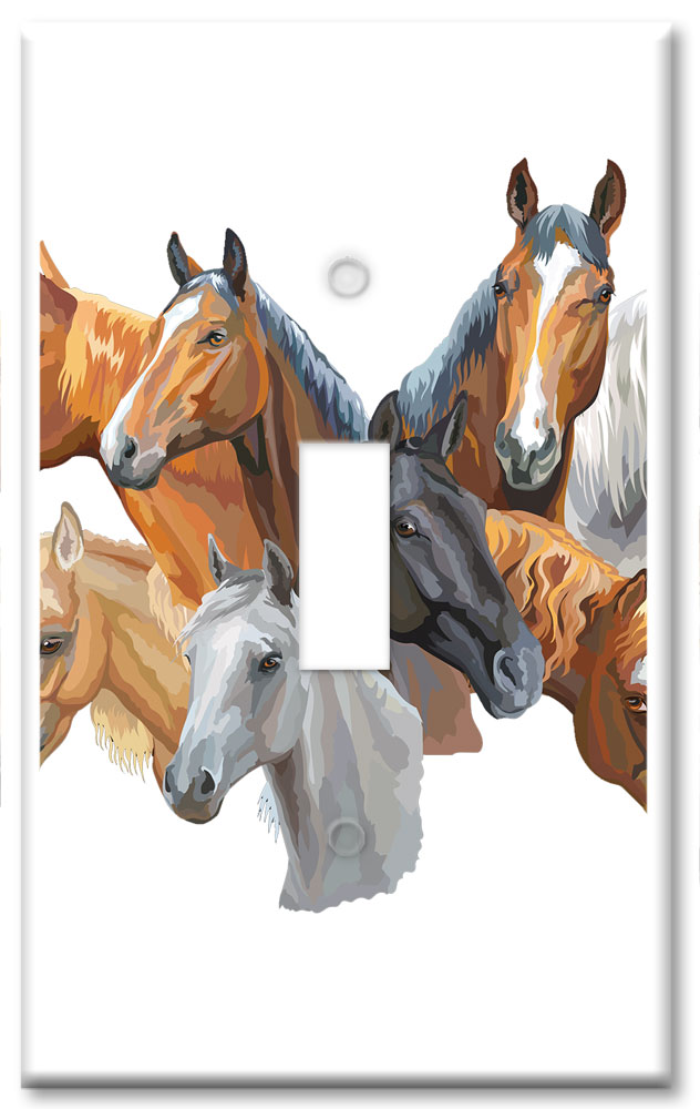 Art Plates - Decorative OVERSIZED Switch Plate - Outlet Cover - Wild Horses