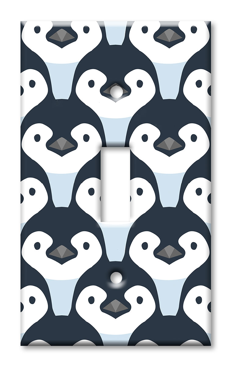 Art Plates - Decorative OVERSIZED Switch Plate - Outlet Cover - Seamless Penguins