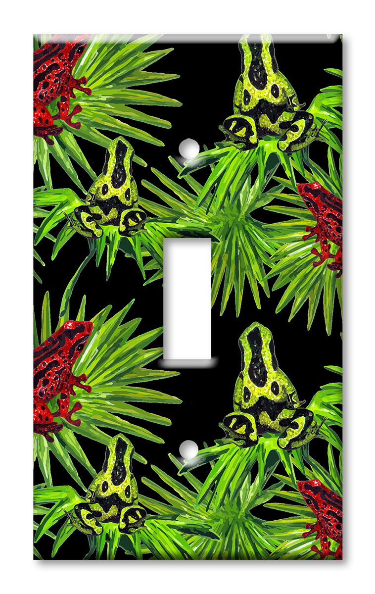 Art Plates - Decorative OVERSIZED Switch Plate - Outlet Cover - Tropical Frogs