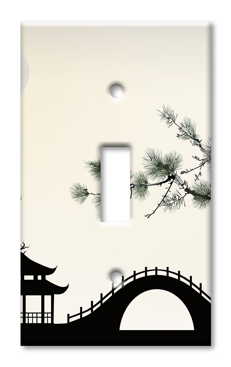Art Plates - Decorative OVERSIZED Wall Plates & Outlet Covers - Asian Architecture II