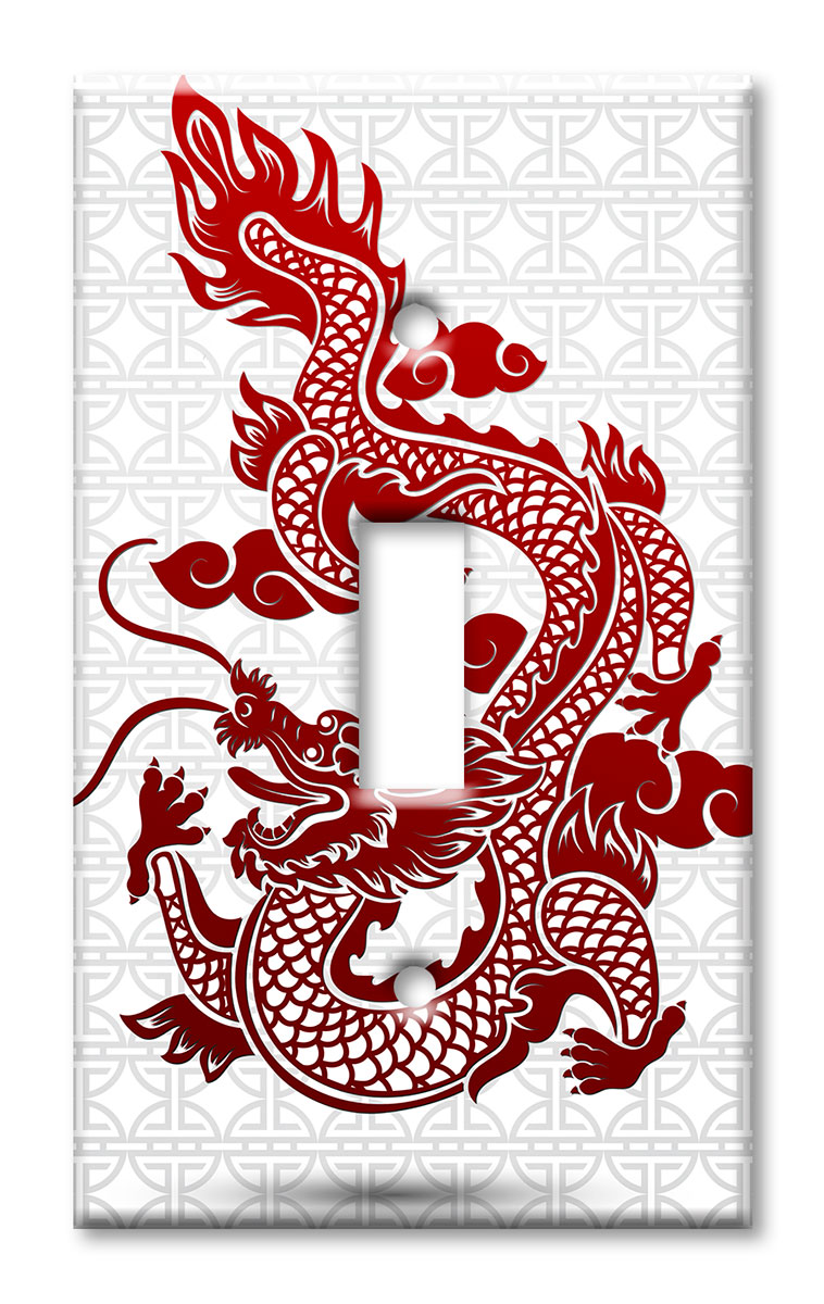 Art Plates - Decorative OVERSIZED Wall Plate - Outlet Cover - Dragon
