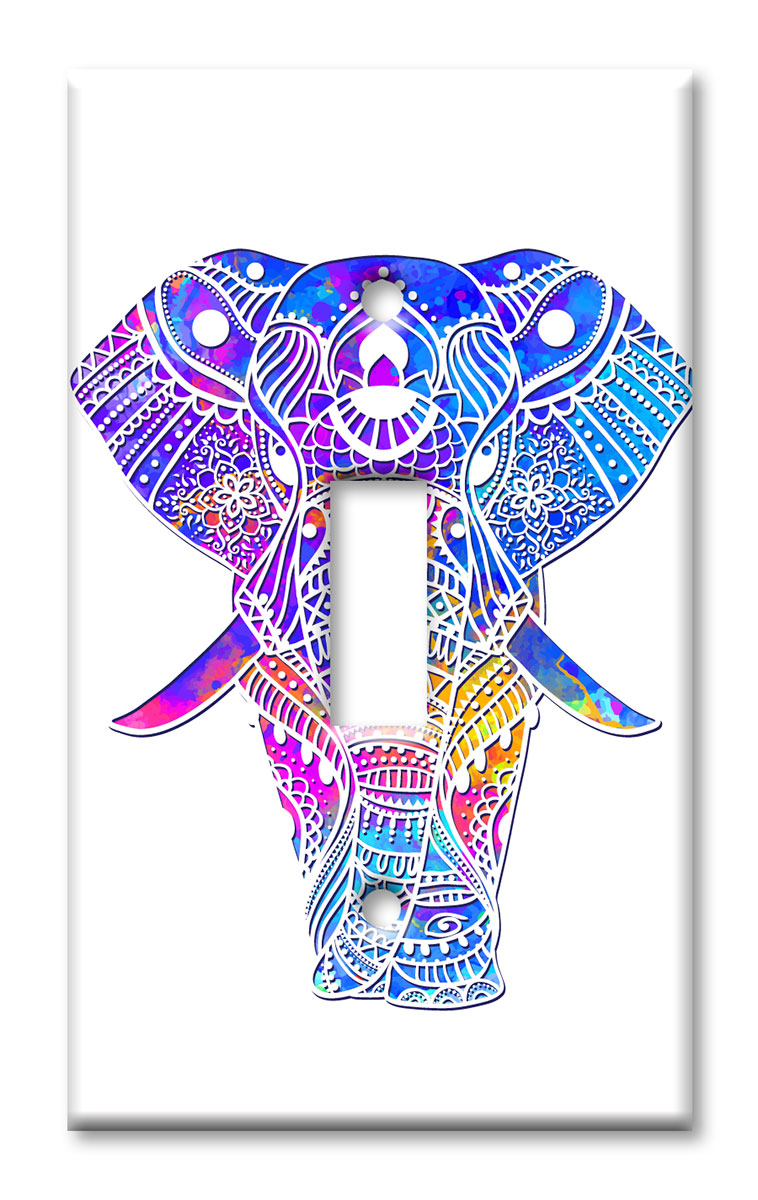 Art Plates - Decorative OVERSIZED Switch Plates & Outlet Covers - Ornamental Elephant