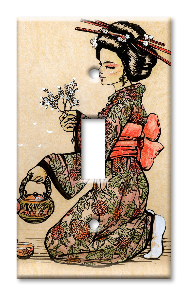 Art Plates - Decorative OVERSIZED Switch Plate - Outlet Cover - Tea Ceremony