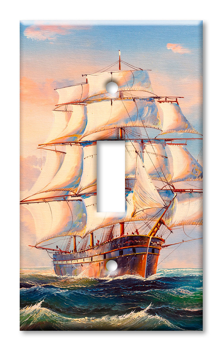 Art Plates - Decorative OVERSIZED Switch Plate - Outlet Cover - Sailboat Painting