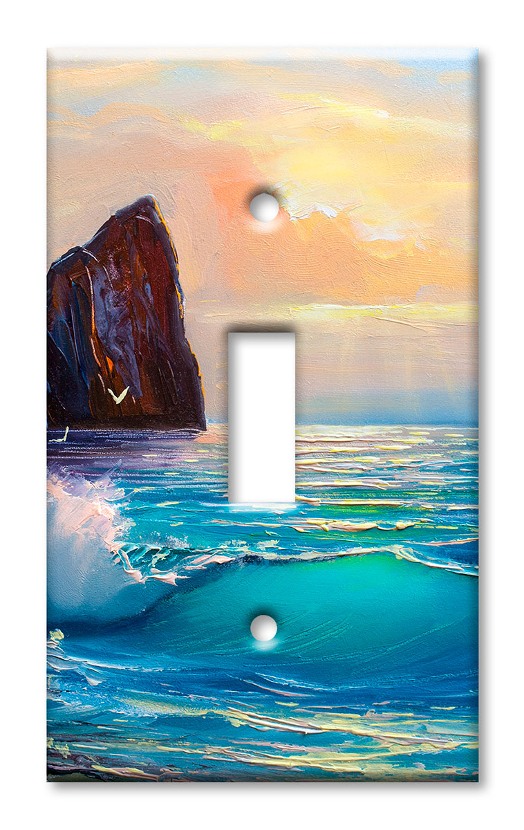 Art Plates - Decorative OVERSIZED Wall Plates & Outlet Covers - Cliffside Sunrise