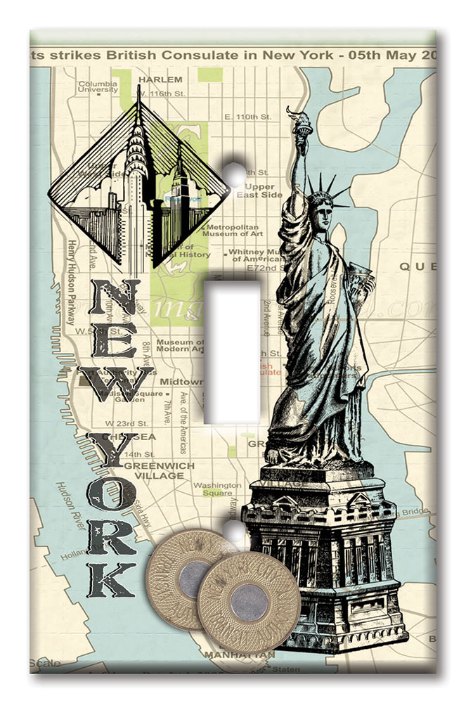 Art Plates - Decorative OVERSIZED Switch Plates & Outlet Covers - New York II
