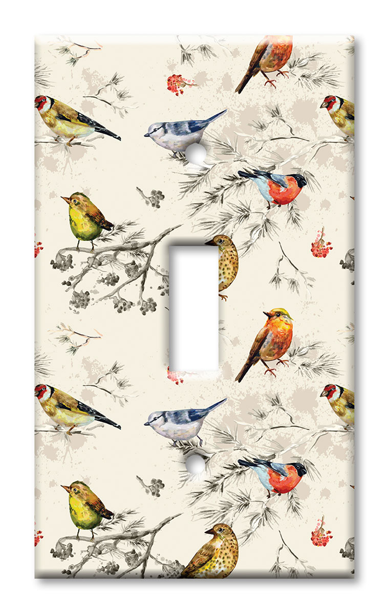 Art Plates - Decorative OVERSIZED Switch Plate - Outlet Cover - Seamless Birds