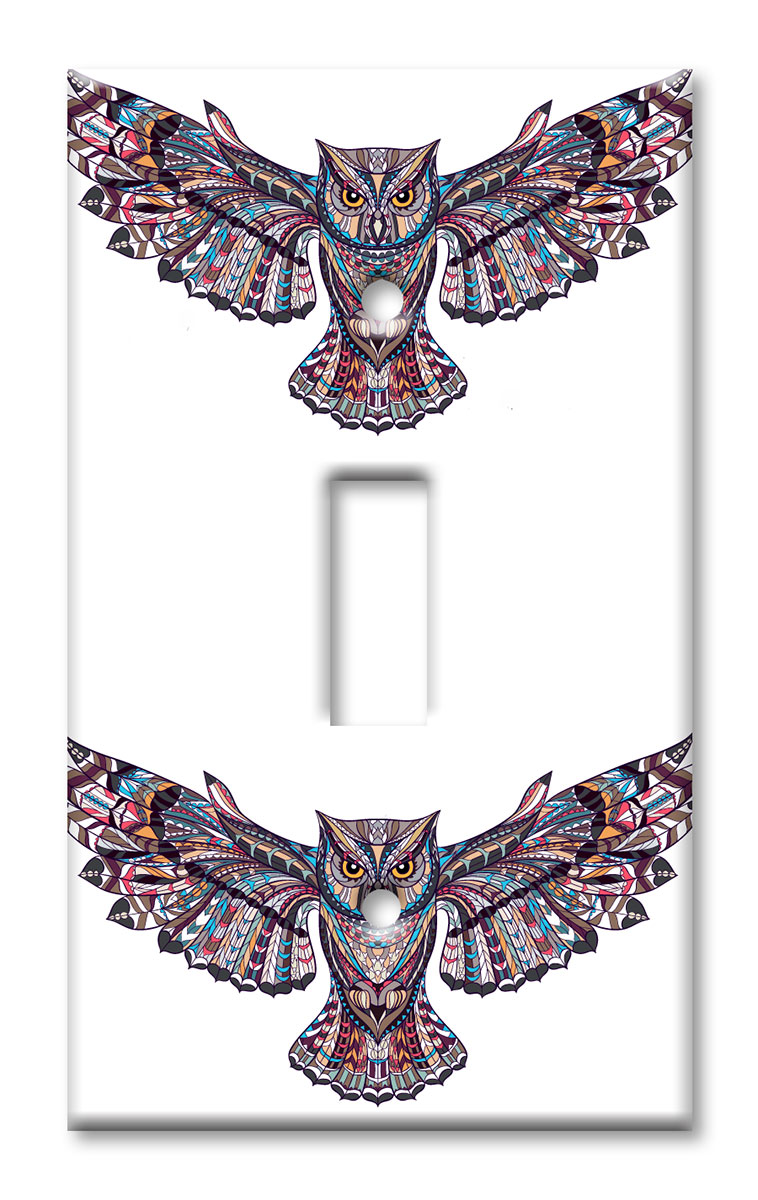 Art Plates - Decorative OVERSIZED Switch Plates & Outlet Covers - Patterned Owl