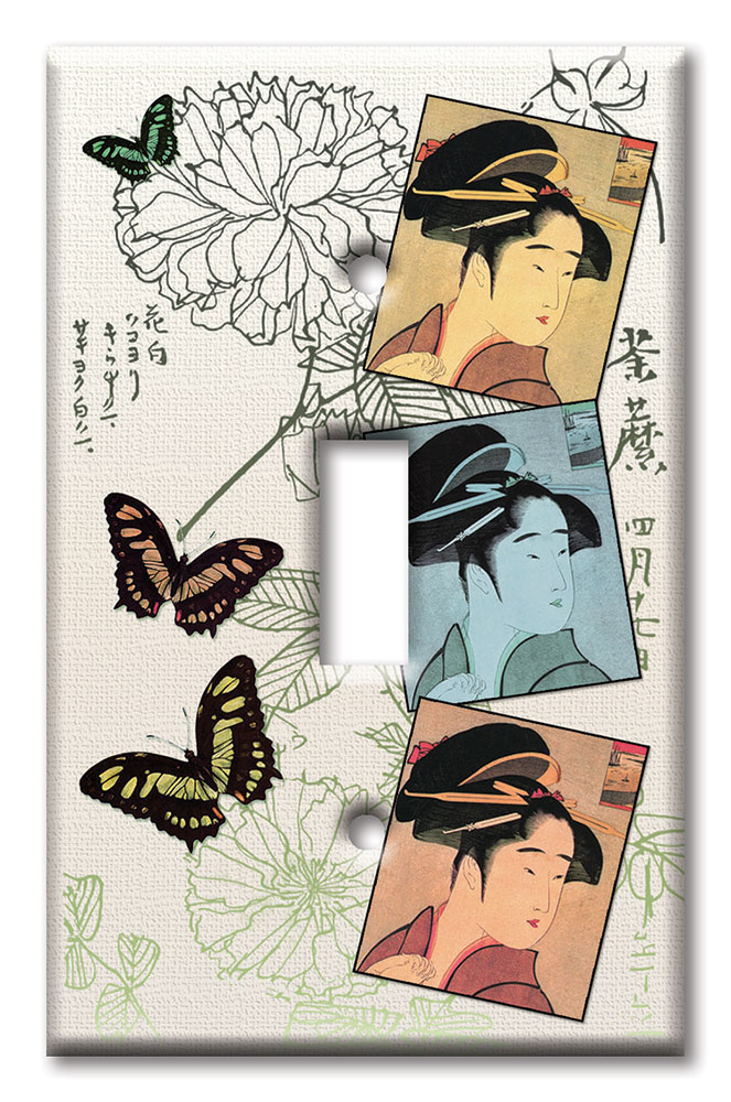 Art Plates - Decorative OVERSIZED Switch Plate - Outlet Cover - Three Geishas