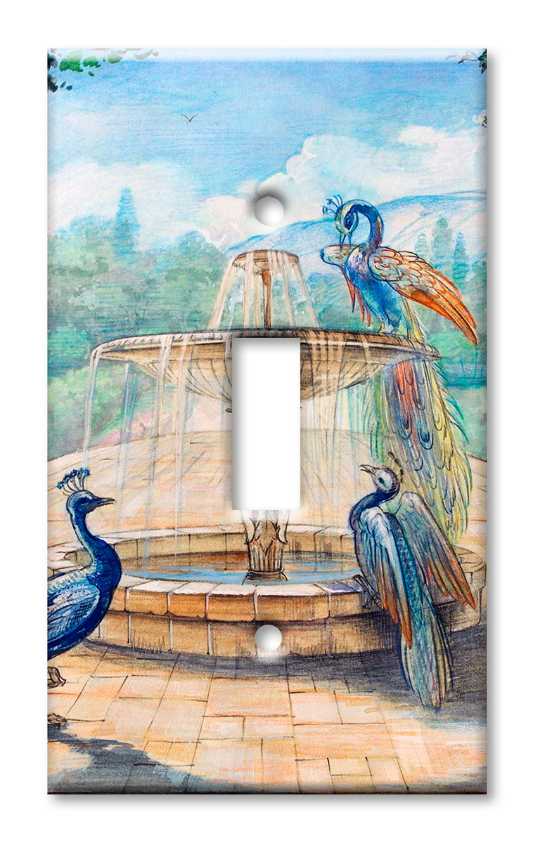 Art Plates - Decorative OVERSIZED Switch Plates & Outlet Covers - Peacock Painting