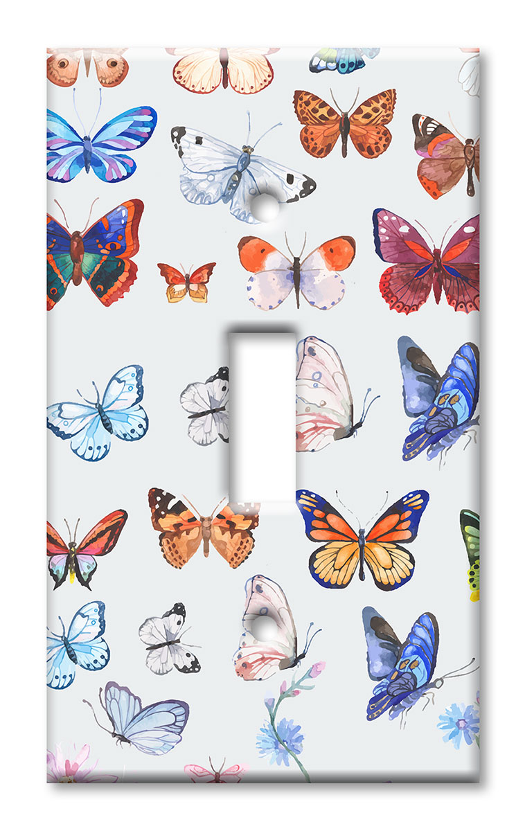Art Plates - Decorative OVERSIZED Switch Plate - Outlet Cover - Watercolor Butterflies