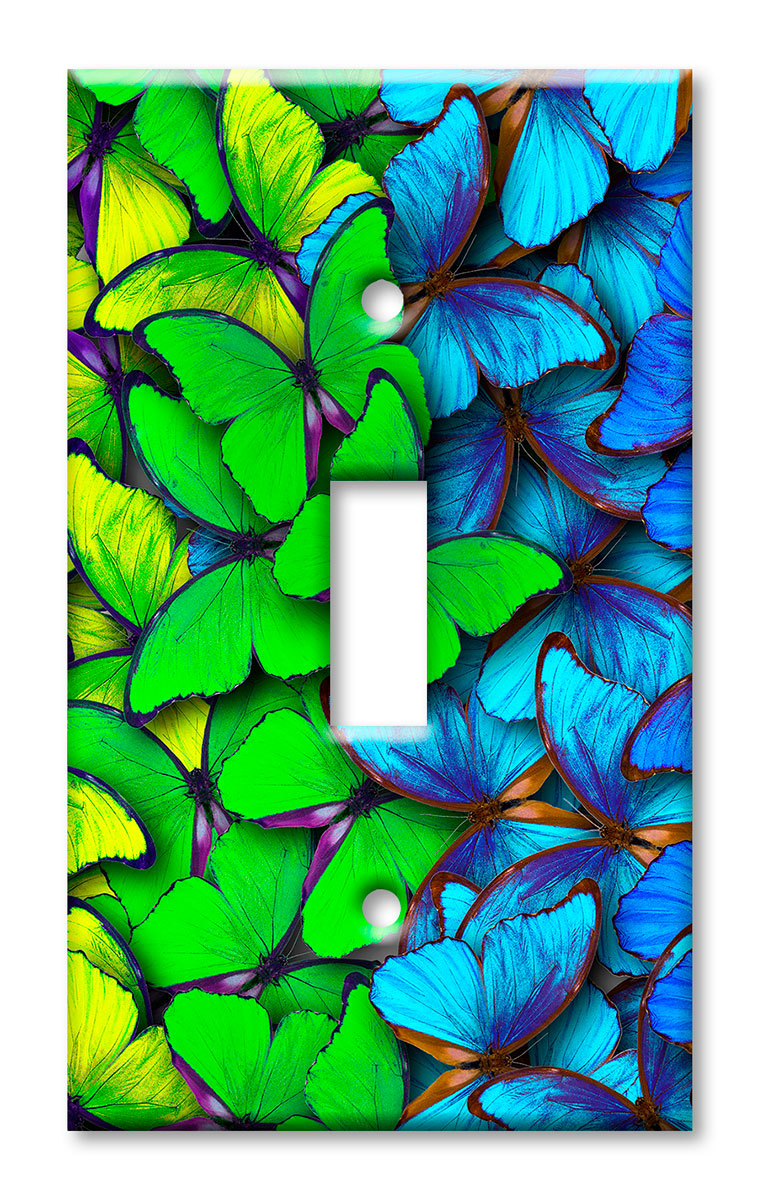 Art Plates - Decorative OVERSIZED Switch Plates & Outlet Covers - Rainbow Butterflies