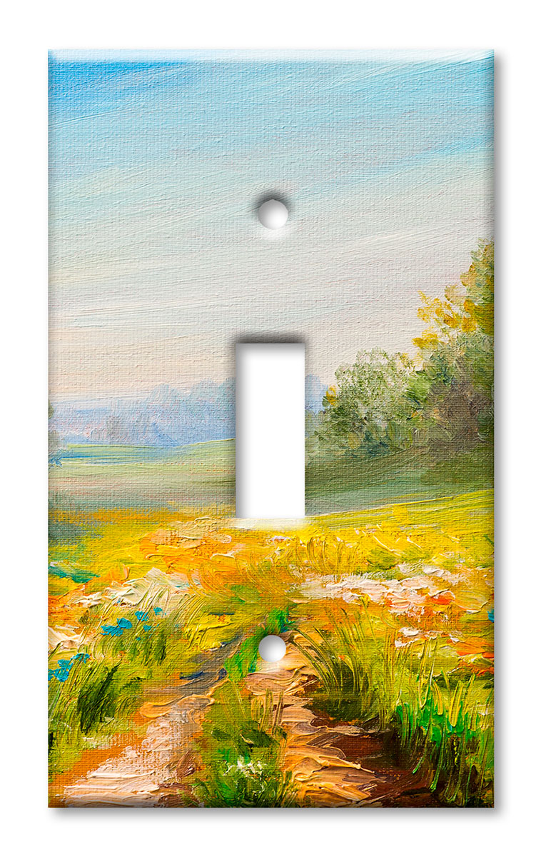 Art Plates - Decorative OVERSIZED Switch Plates & Outlet Covers - Path through Flowers