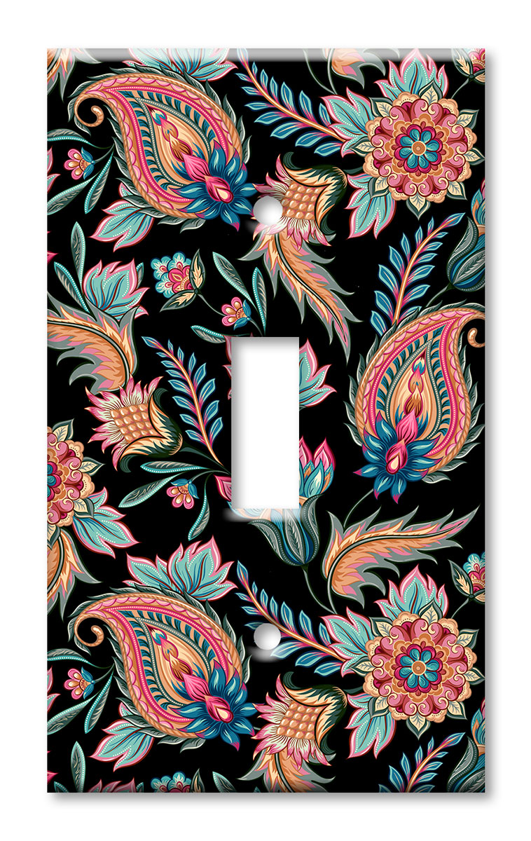 Art Plates - Decorative OVERSIZED Switch Plates & Outlet Covers - Paisley Flowers