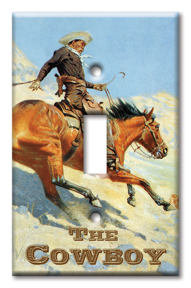 Art Plates - Decorative OVERSIZED Wall Plate - Outlet Cover - Horse-The Cowboy
