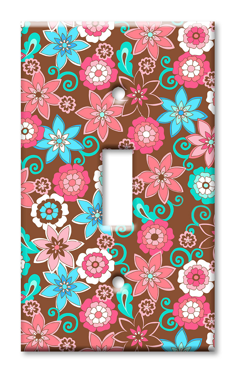 Art Plates - Decorative OVERSIZED Switch Plate - Outlet Cover - Retro Floral Seamless