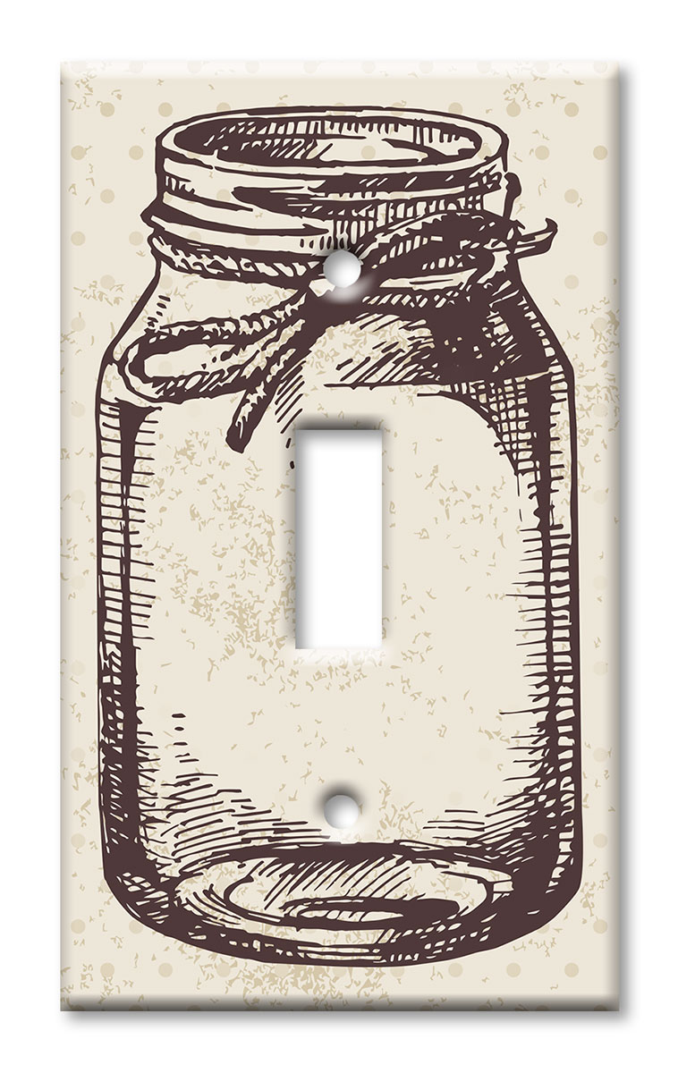 Art Plates - Decorative OVERSIZED Switch Plates & Outlet Covers - Mason Jar