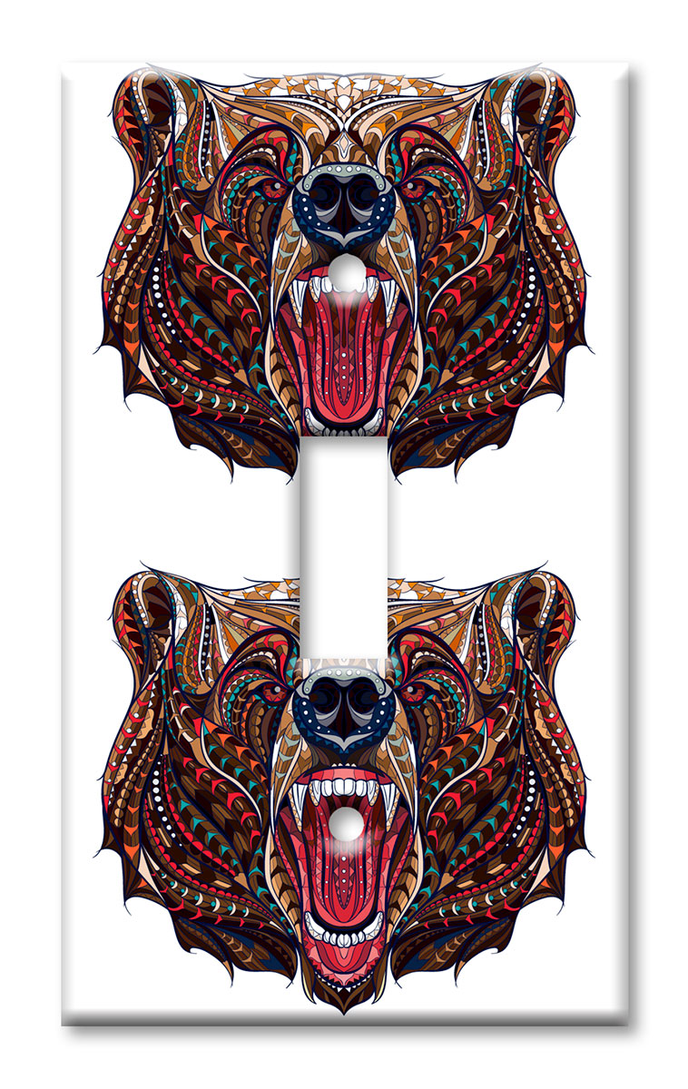 Art Plates - Decorative OVERSIZED Switch Plate - Outlet Cover - Symmetrical Bear