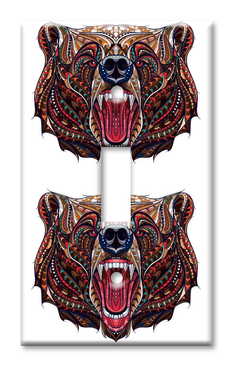 Art Plates - Decorative OVERSIZED Switch Plate - Outlet Cover - Symmetrical Bear