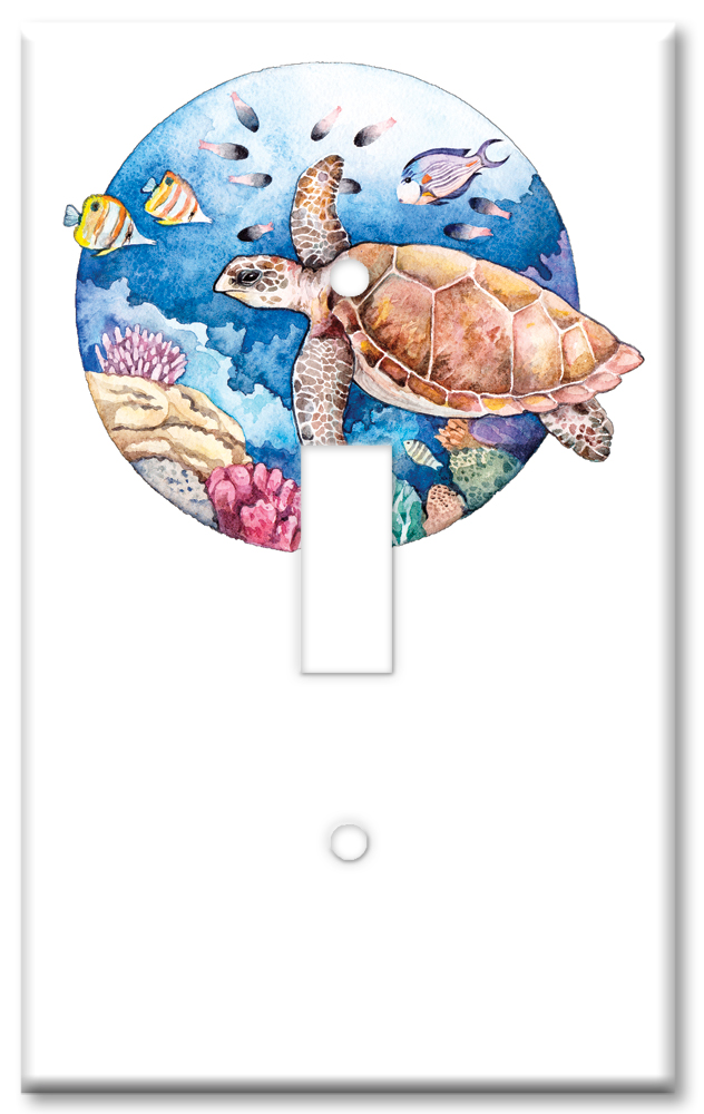Art Plates - Decorative OVERSIZED Wall Plates & Outlet Covers - Coral Reef Water Color