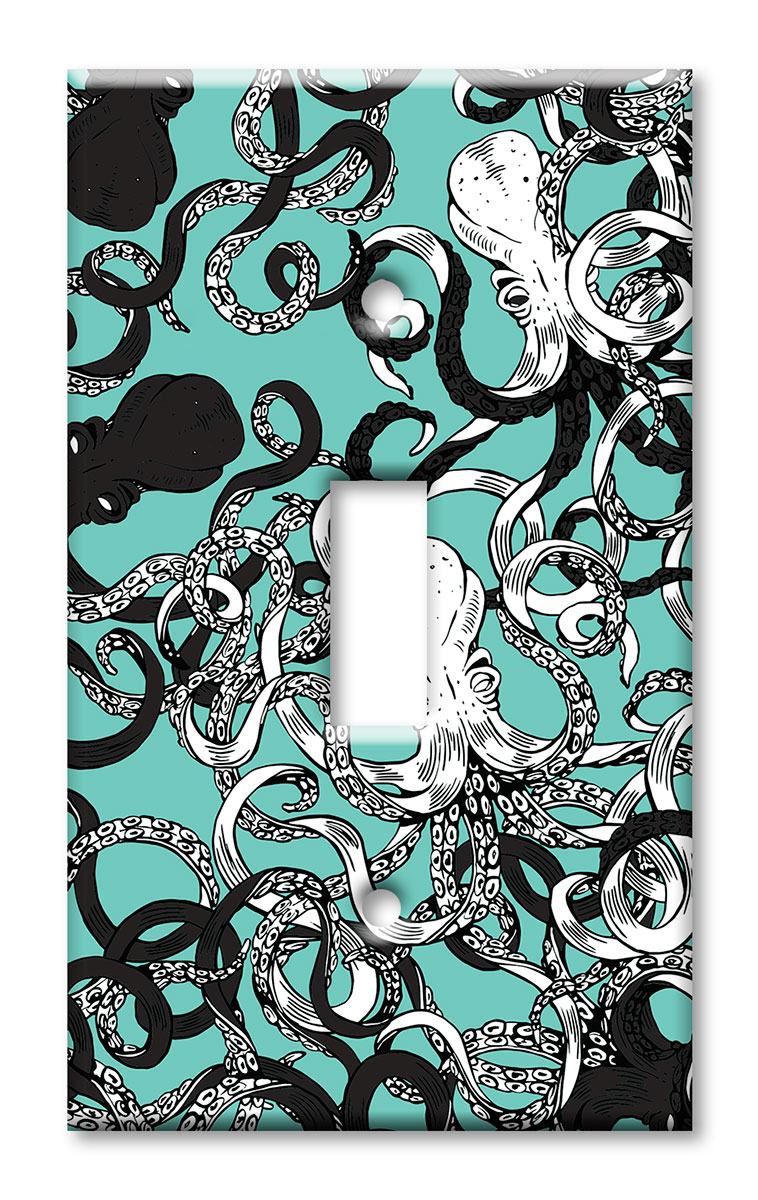 Art Plates - Decorative OVERSIZED Switch Plates & Outlet Covers - Octopus