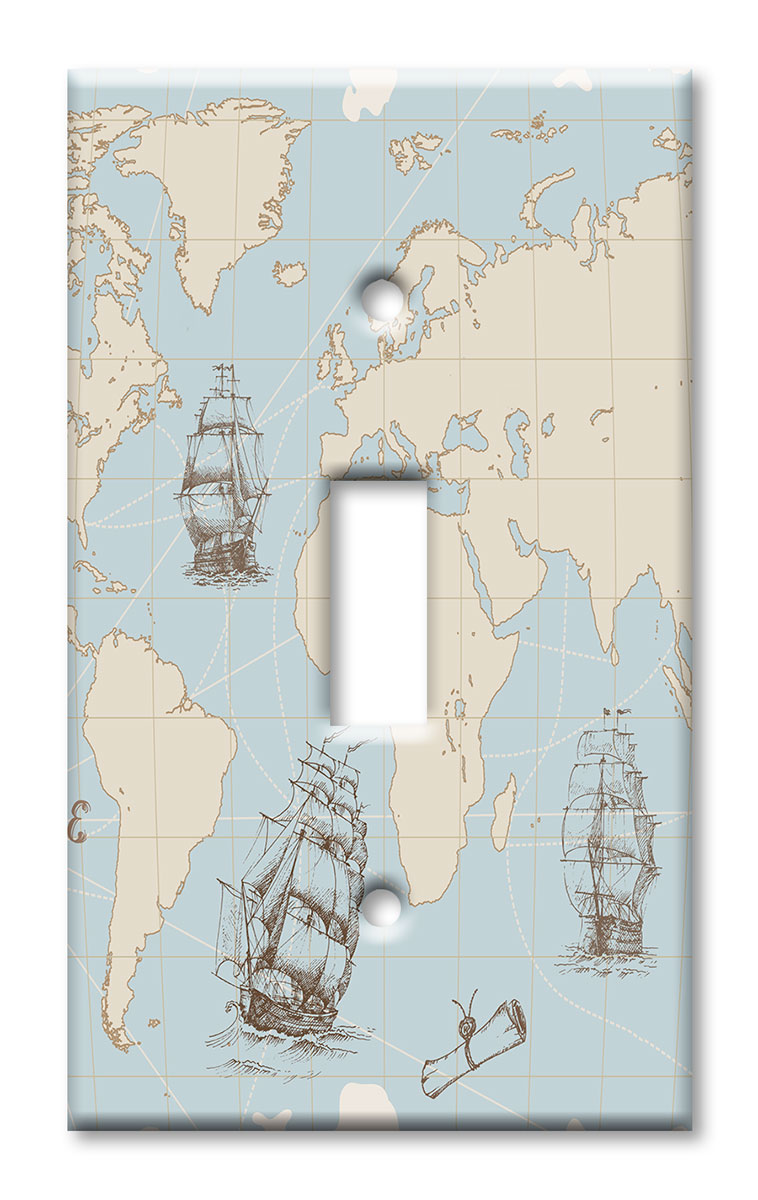 Art Plates - Decorative OVERSIZED Switch Plate - Outlet Cover - World Map