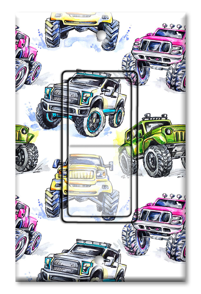 Monster Trucks Watercolor - #2702