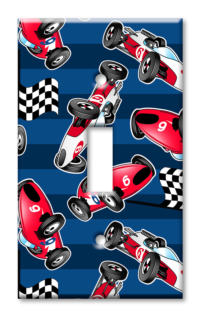 Art Plates - Decorative OVERSIZED Switch Plates & Outlet Covers - Racing Cars
