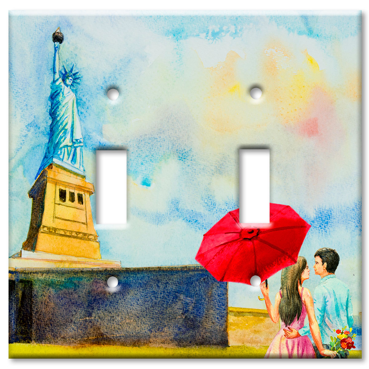 Art Plates - Decorative OVERSIZED Switch Plate - Outlet Cover - Statue of Liberty Painting