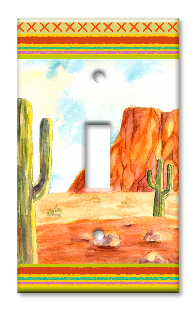 Art Plates - Decorative OVERSIZED Wall Plate - Outlet Cover - Desert Landscape