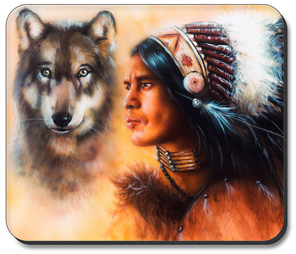 Wolf and Indian Chief - #2726