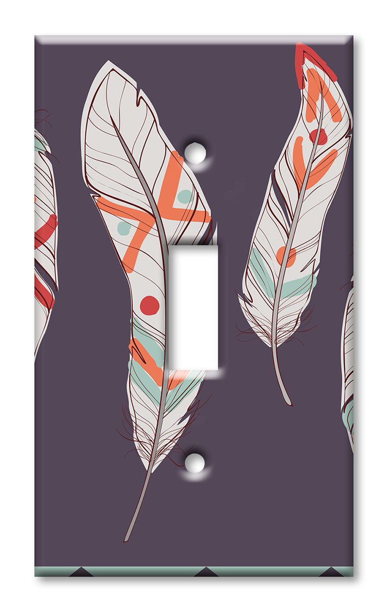 Art Plates - Decorative OVERSIZED Switch Plates & Outlet Covers - Native American Feathers