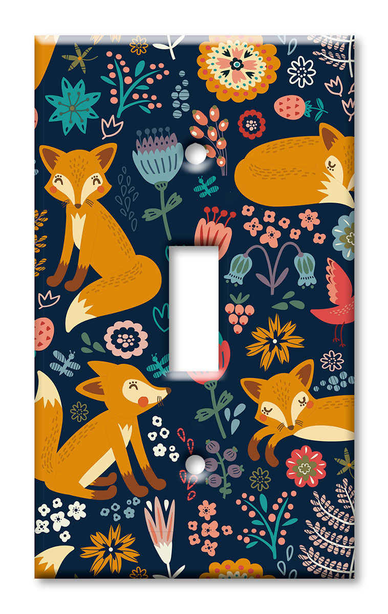 Art Plates - Decorative OVERSIZED Wall Plate - Outlet Cover - Foxes
