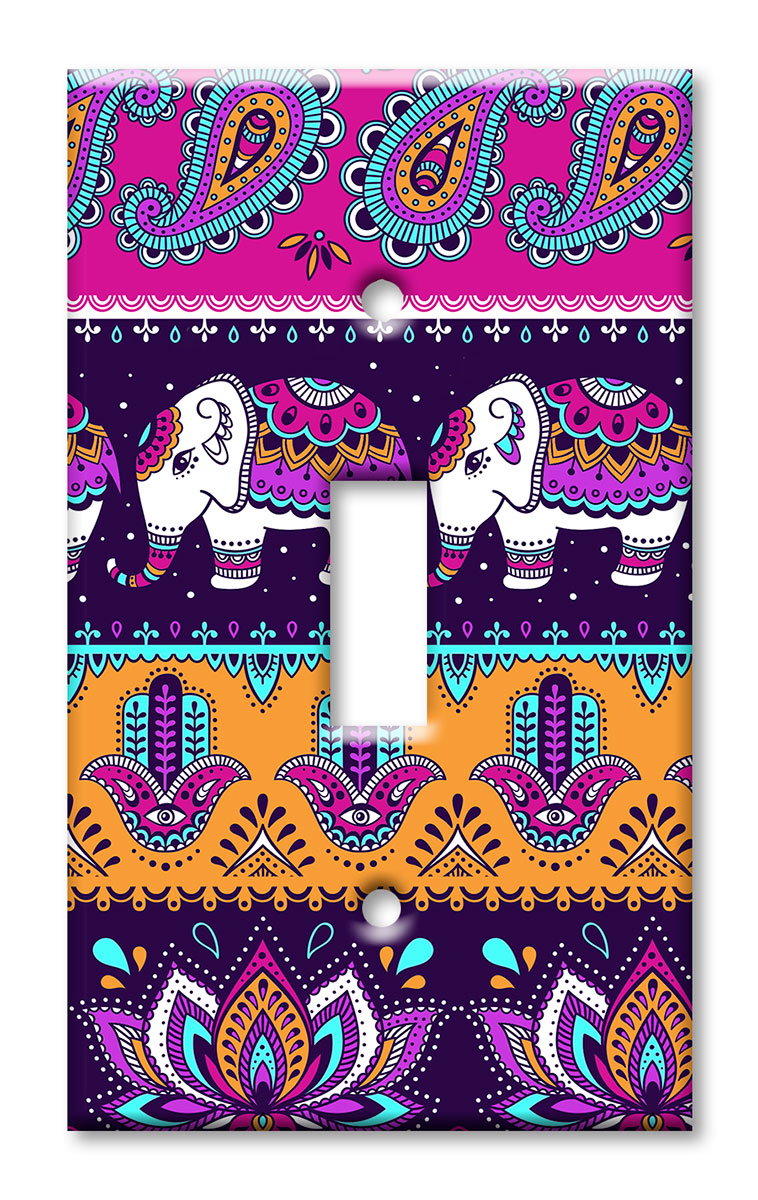 Art Plates - Decorative OVERSIZED Switch Plate - Outlet Cover - Whimsical Elephants