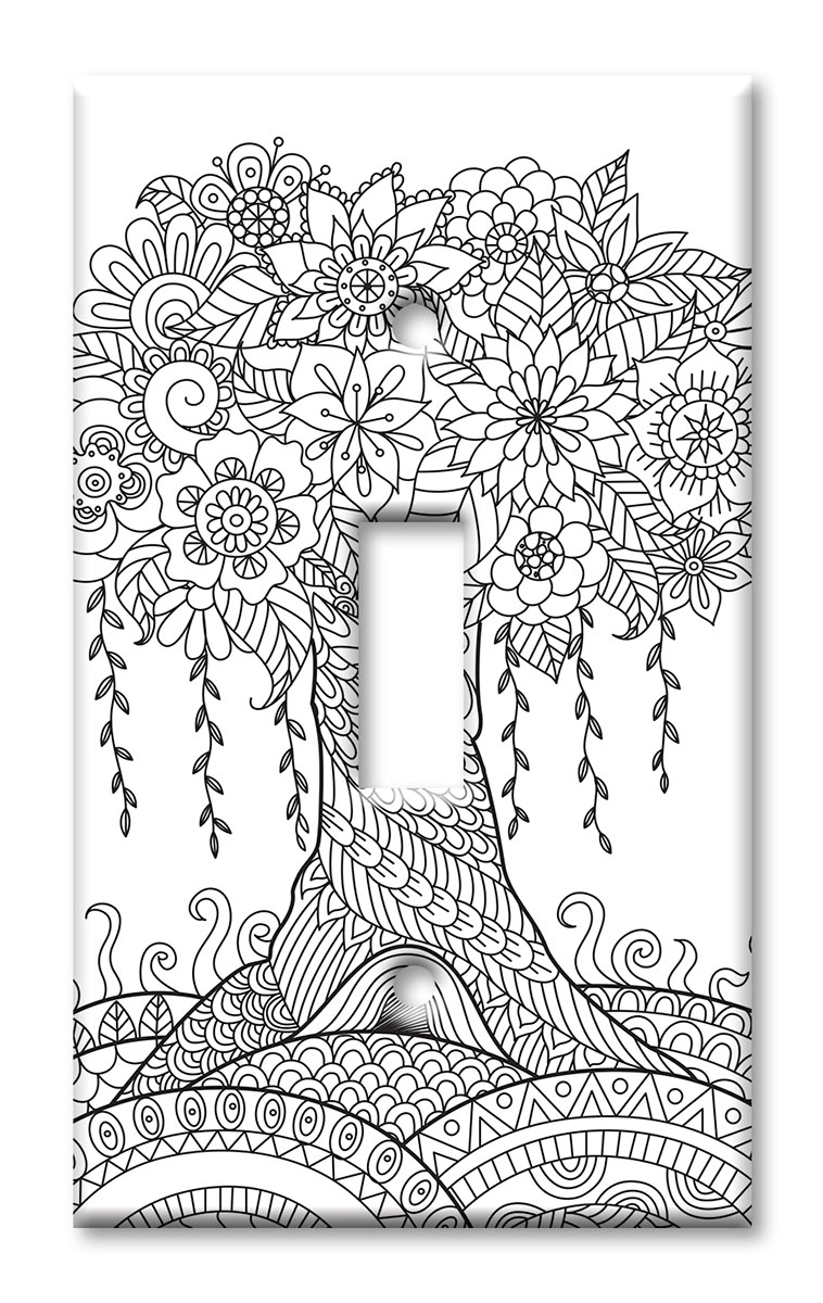 Art Plates - Decorative OVERSIZED Switch Plate - Outlet Cover - Whimsical Tree