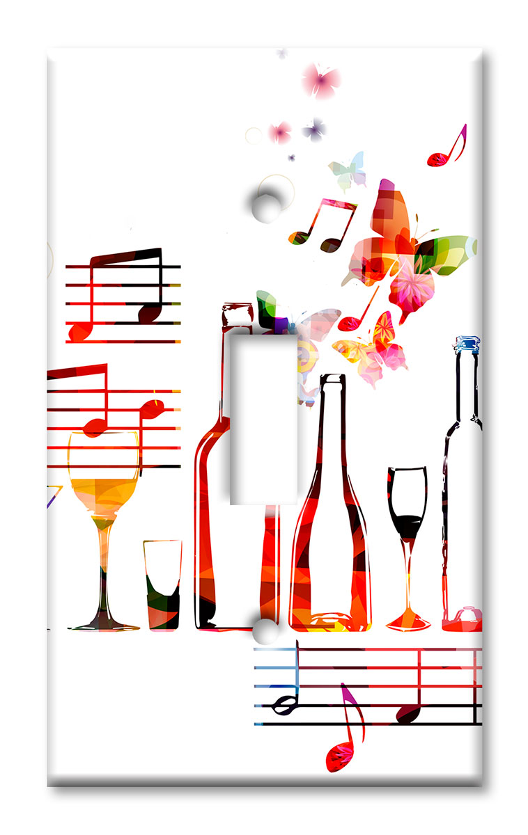Art Plates - Decorative OVERSIZED Switch Plates & Outlet Covers - Musical Wine