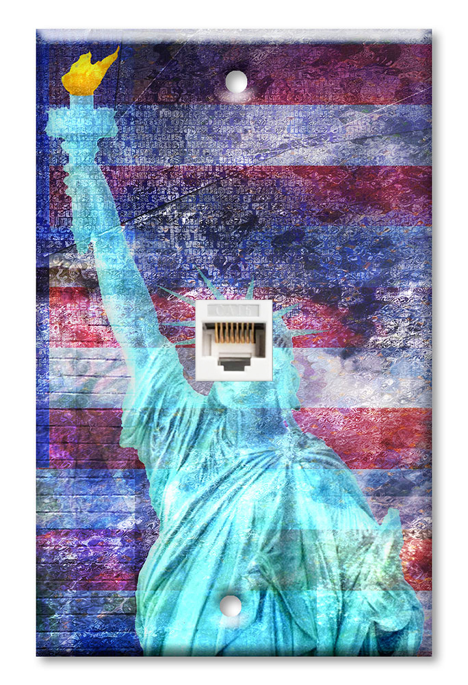 Statue of Liberty with Flag Background - #2750