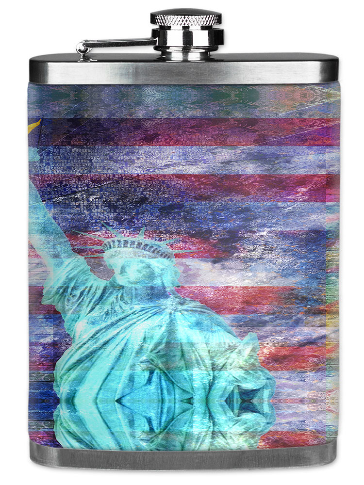 Statue of Liberty with Flag Background - #2750