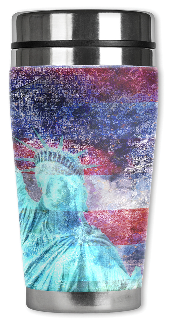 Statue of Liberty with Flag Background - #2750