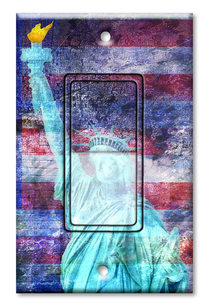 Statue of Liberty with Flag Background - #2750