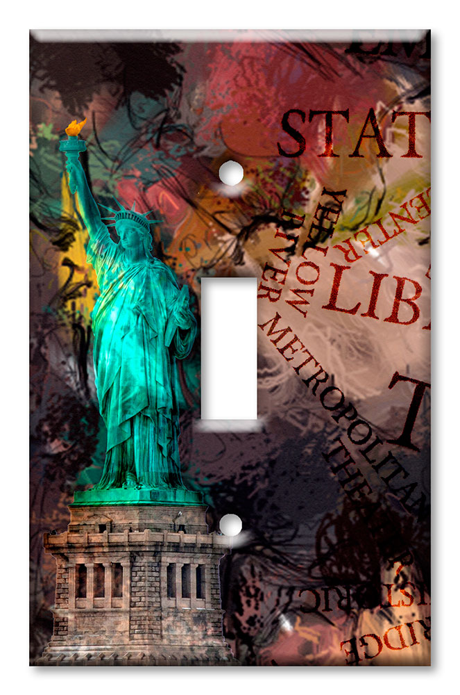Art Plates - Decorative OVERSIZED Switch Plate - Outlet Cover - Statue of Liberty Metropolitan