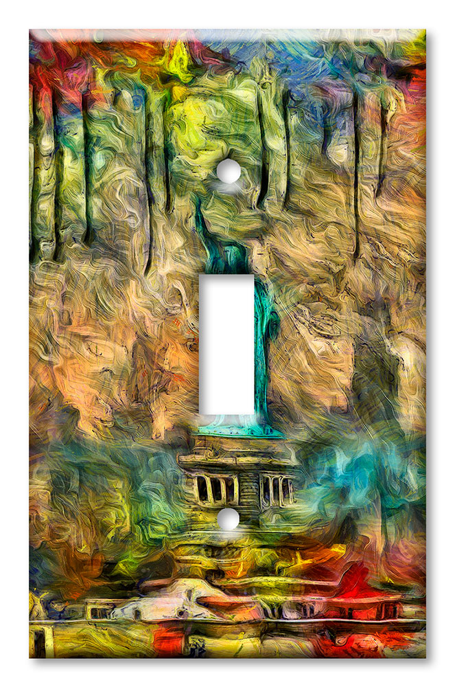 Art Plates - Decorative OVERSIZED Switch Plate - Outlet Cover - Statue of Liberty Abstract