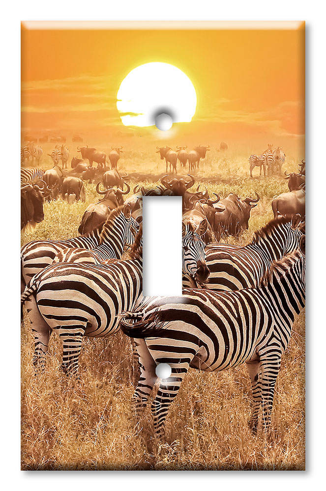 Art Plates - Decorative OVERSIZED Switch Plate - Outlet Cover - Zebras on the Range