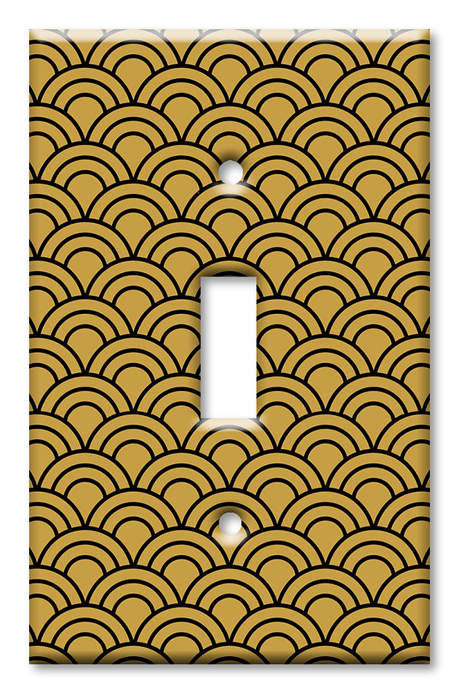 Art Plates - Decorative OVERSIZED Wall Plates & Outlet Covers - Black and Gold Half Circles