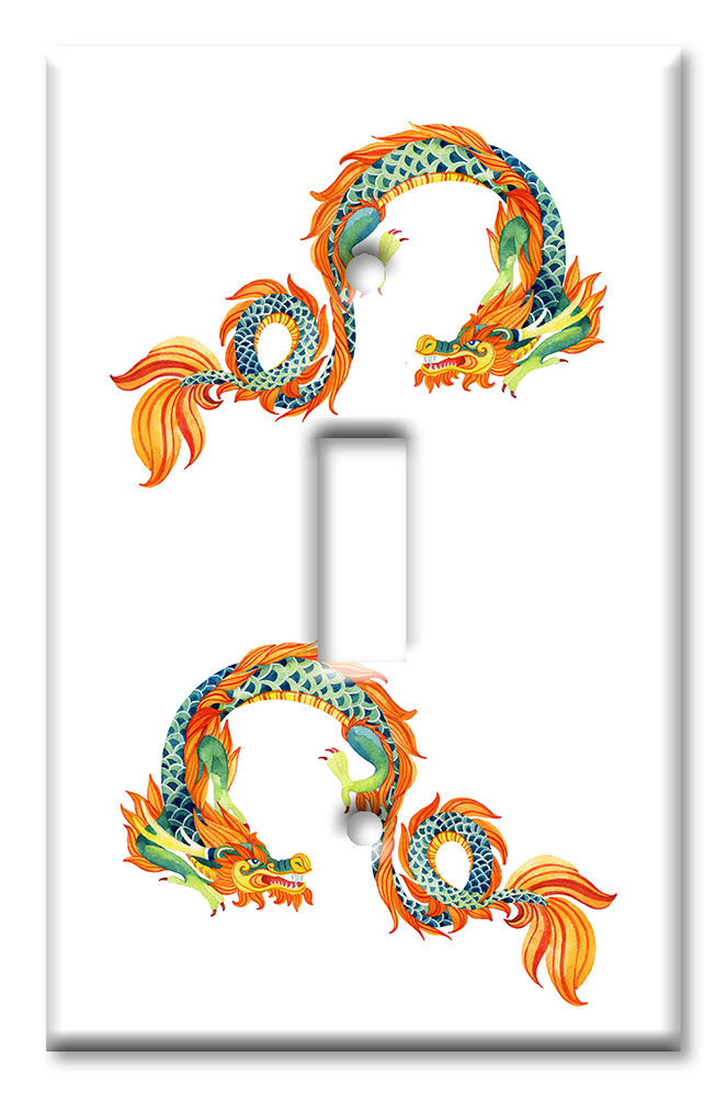 Art Plates - Decorative OVERSIZED Switch Plate - Outlet Cover - Year of the Dragon