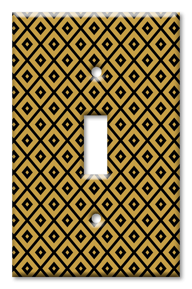 Art Plates - Decorative OVERSIZED Wall Plates & Outlet Covers - Black and Gold Triangles