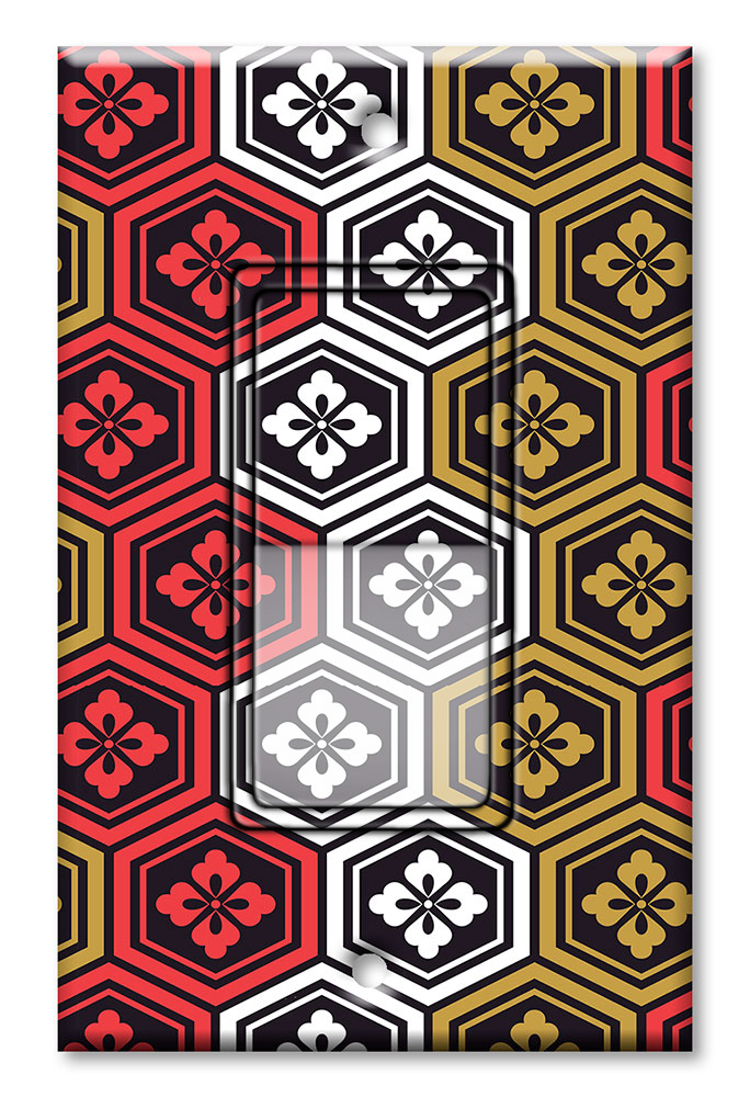 Red, White and Gold Hexagon Flower - #2789