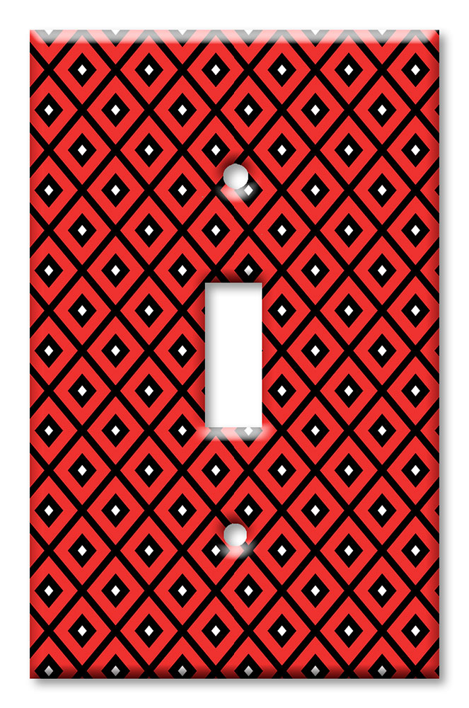 Art Plates - Decorative OVERSIZED Switch Plate - Outlet Cover - Red, Black and White Triangles