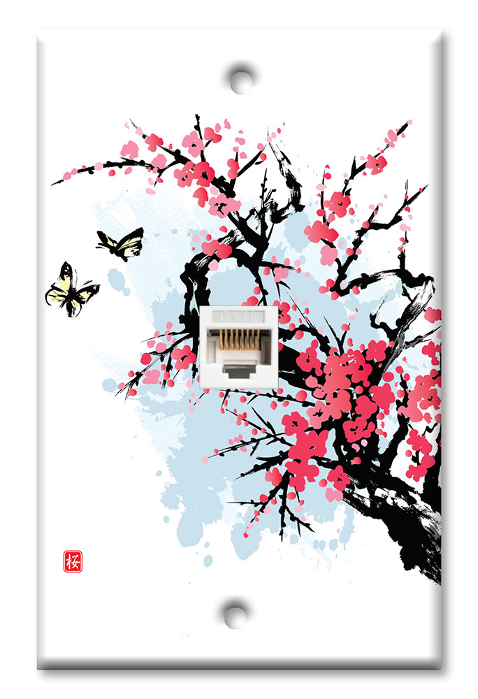 Pink Cherry Blossoms and Butterflies - #2801