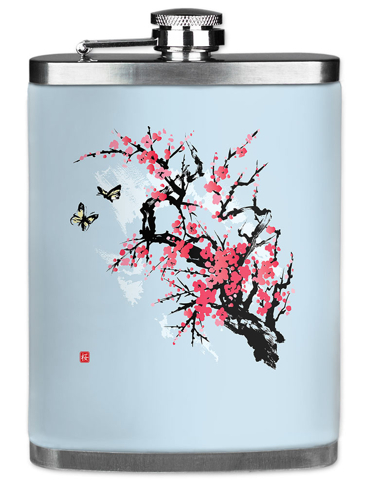 Pink Cherry Blossoms and Butterflies - #2801